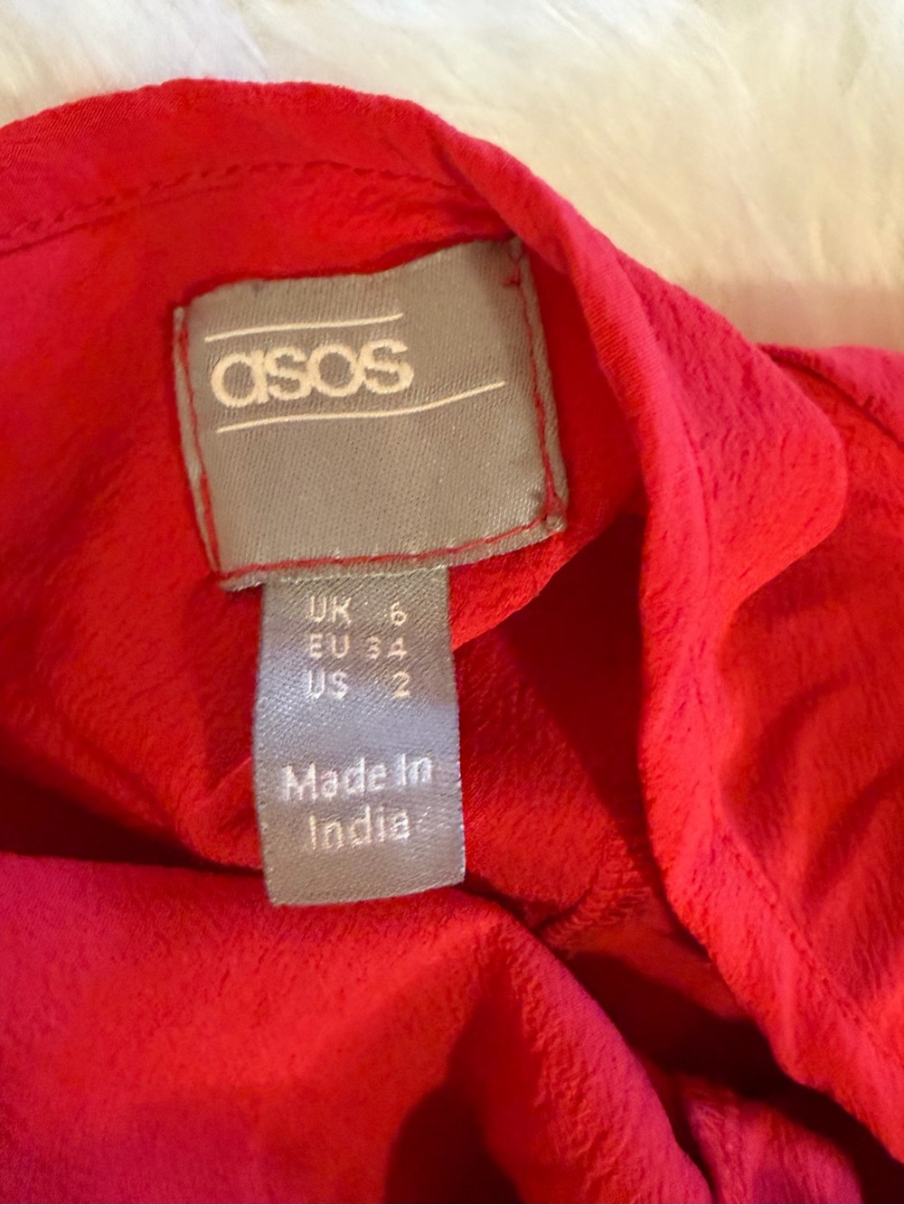 ASOS Red Plunge Neck Smocked Waist Long Sleeve Romper US 2 - Picture 8 of 13
